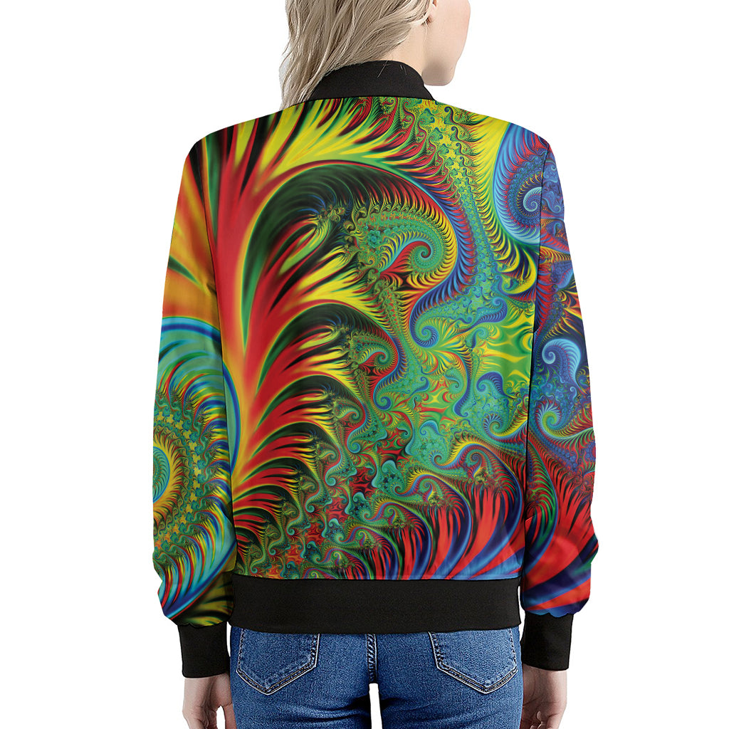 Psychedelic Fractal Print Women's Bomber Jacket