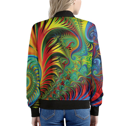 Psychedelic Fractal Print Women's Bomber Jacket