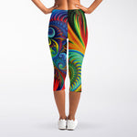 Psychedelic Fractal Print Women's Capri Leggings