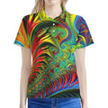 Psychedelic Fractal Print Women's Polo Shirt