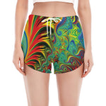 Psychedelic Fractal Print Women's Split Running Shorts