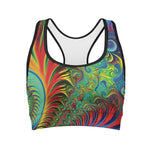 Psychedelic Fractal Print Women's Sports Bra
