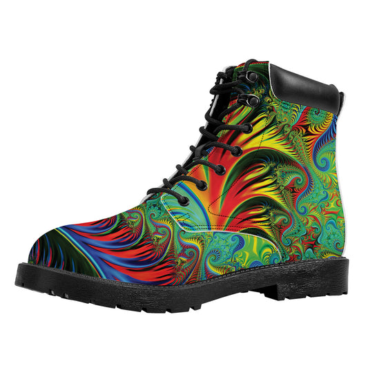Psychedelic Fractal Print Work Boots