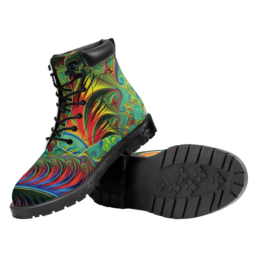 Psychedelic Fractal Print Work Boots