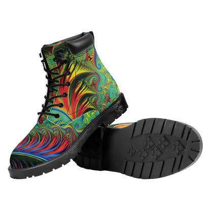 Psychedelic Fractal Print Work Boots