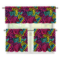 Psychedelic Funky Pattern Print 3 Piece Kitchen Curtains