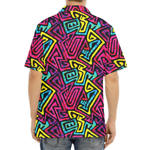 Psychedelic Funky Pattern Print Aloha Shirt