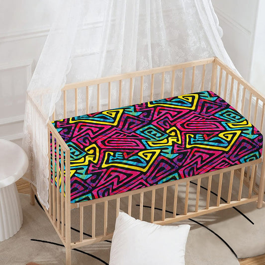 Psychedelic Funky Pattern Print Baby Crib Sheet
