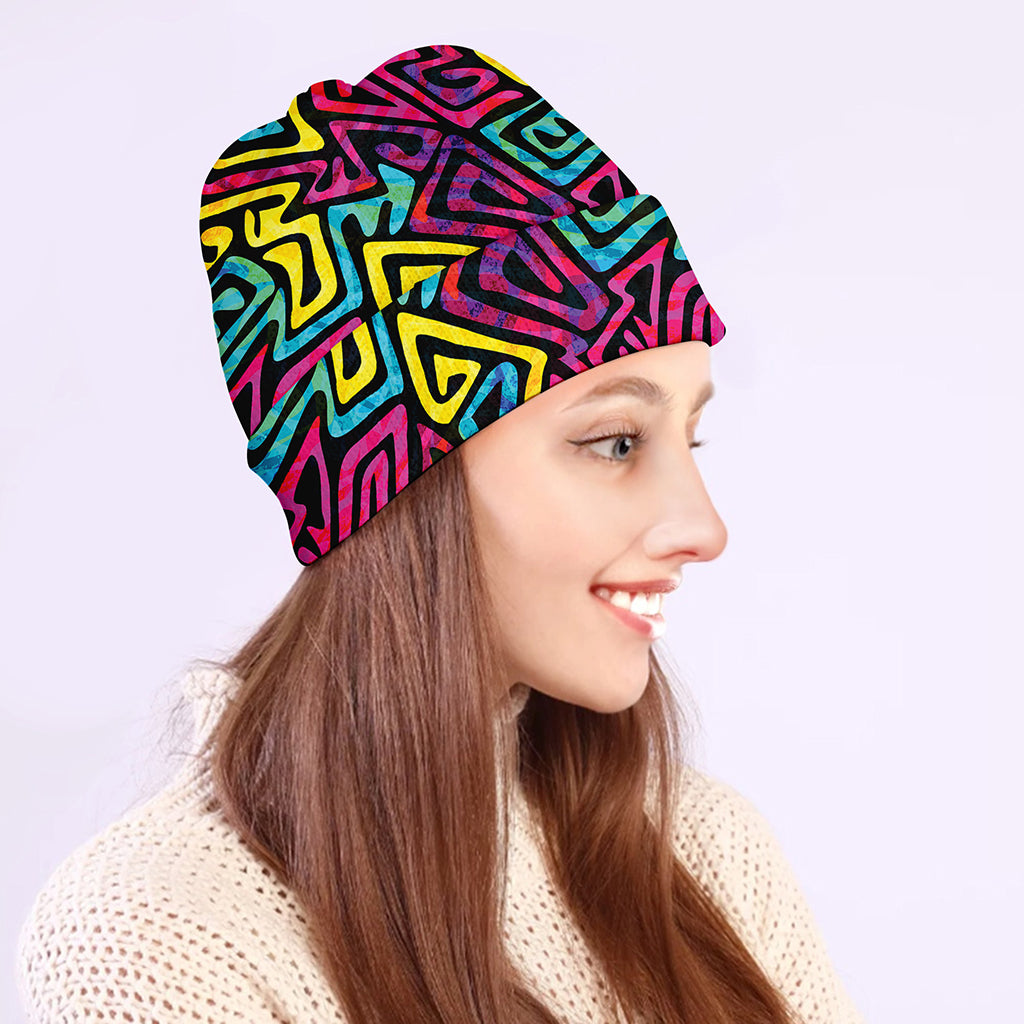 Psychedelic Funky Pattern Print Beanie