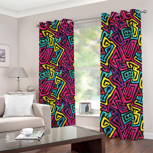 Psychedelic Funky Pattern Print Blackout Grommet Curtains