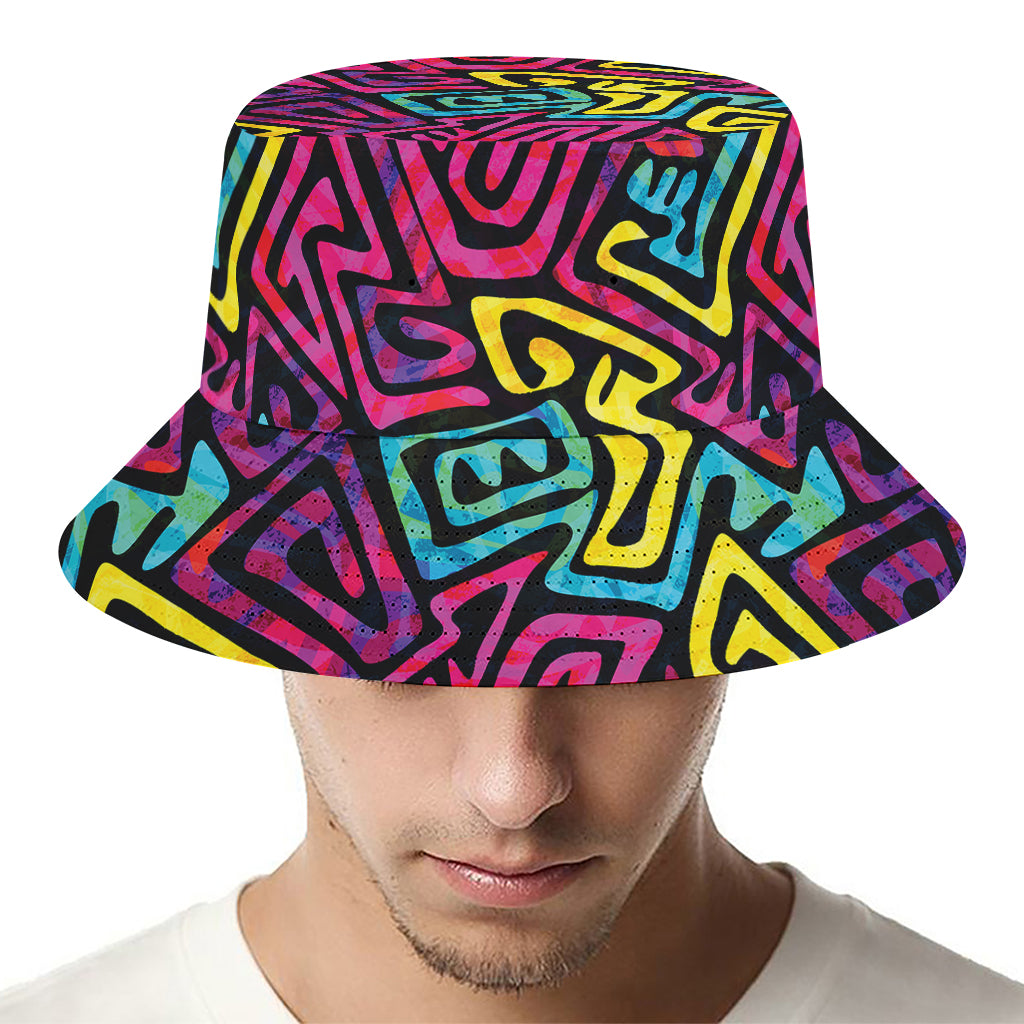 Psychedelic Funky Pattern Print Bucket Hat
