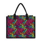 Psychedelic Funky Pattern Print Canvas Tote Bag