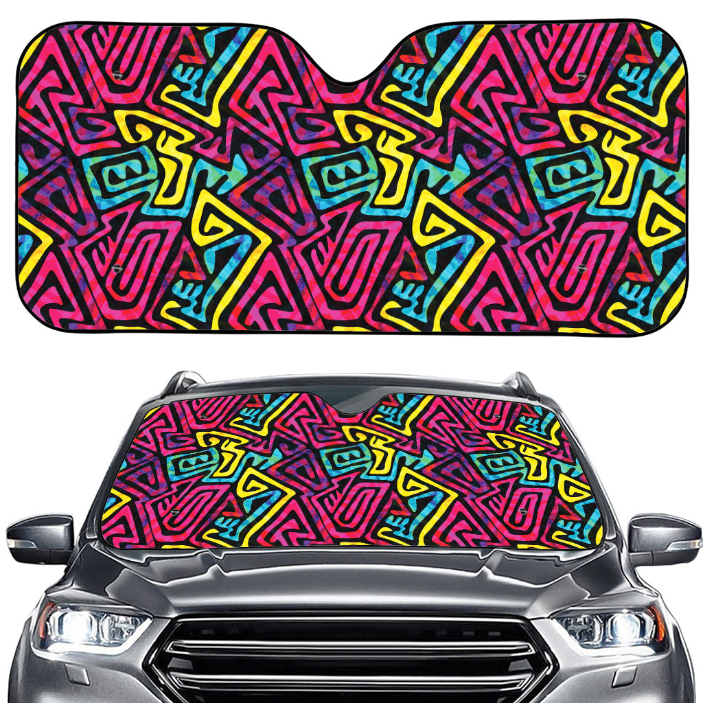 Psychedelic Funky Pattern Print Car Windshield Sun Shade