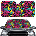 Psychedelic Funky Pattern Print Car Windshield Sun Shade