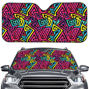 Psychedelic Funky Pattern Print Car Windshield Sun Shade