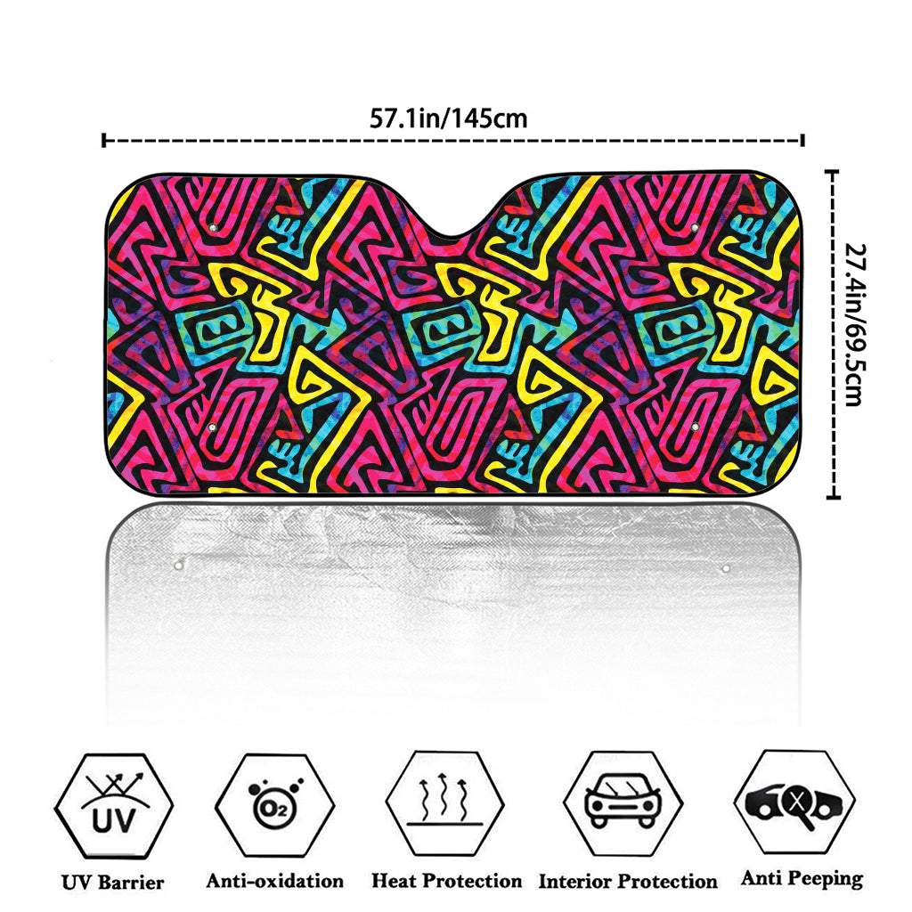 Psychedelic Funky Pattern Print Car Windshield Sun Shade