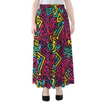 Psychedelic Funky Pattern Print Chiffon Maxi Skirt