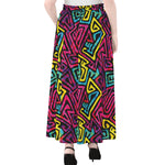 Psychedelic Funky Pattern Print Chiffon Maxi Skirt