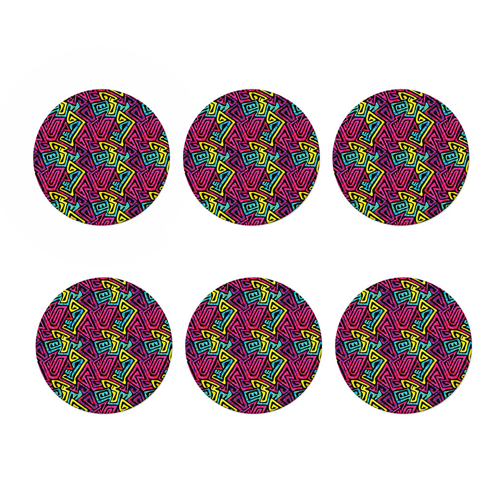 Psychedelic Funky Pattern Print Coaster Set