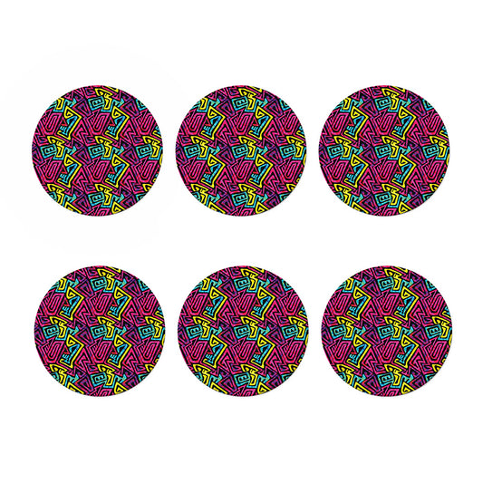Psychedelic Funky Pattern Print Coaster Set