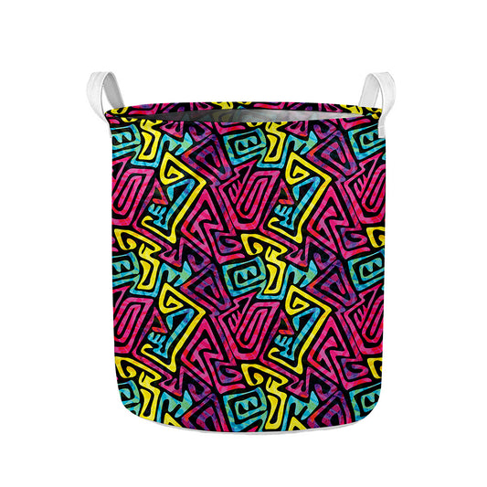 Psychedelic Funky Pattern Print Collapsible Laundry Basket