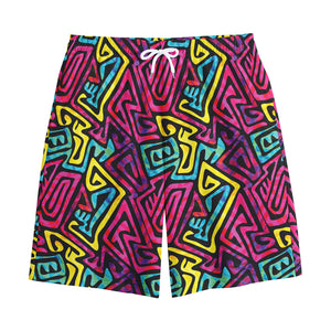 Psychedelic Funky Pattern Print Cotton Shorts