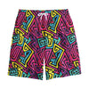 Psychedelic Funky Pattern Print Cotton Shorts