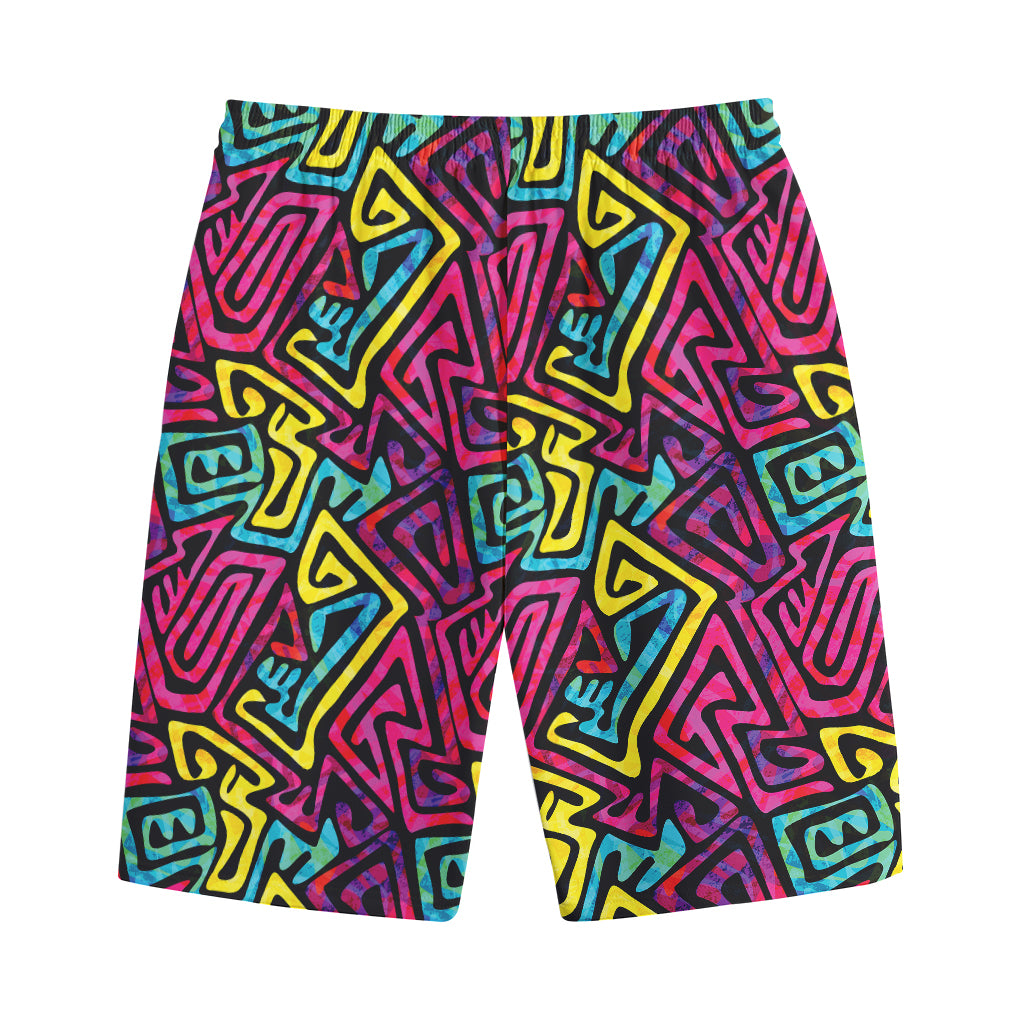 Psychedelic Funky Pattern Print Cotton Shorts