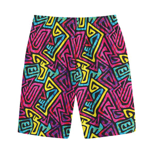 Psychedelic Funky Pattern Print Cotton Shorts