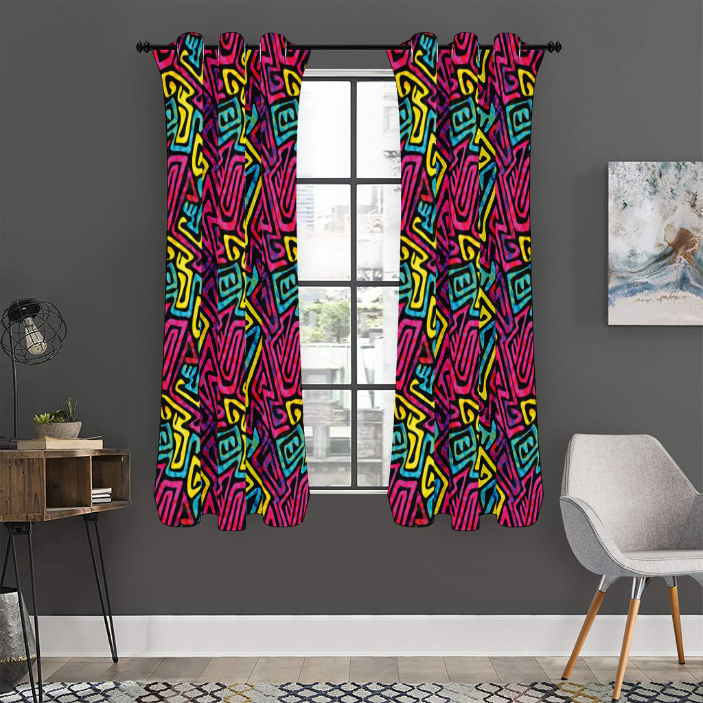 Psychedelic Funky Pattern Print Curtain