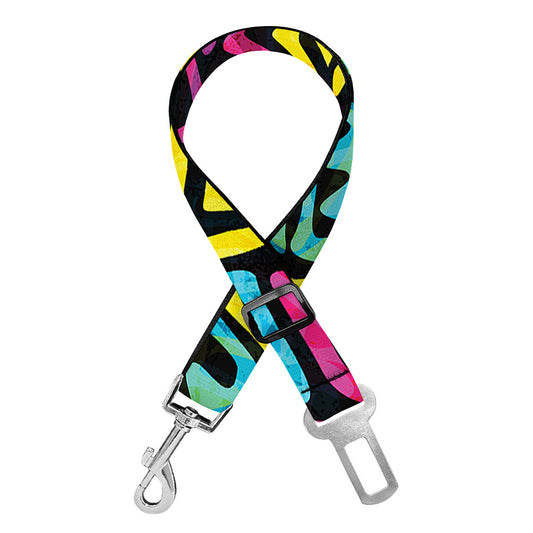 Psychedelic Funky Pattern Print Dog Seat Belt