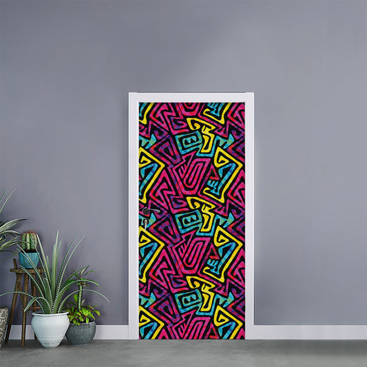 Psychedelic Funky Pattern Print Door Sticker