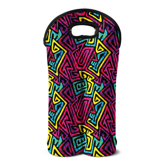 Psychedelic Funky Pattern Print Double Neoprene Wine Tote