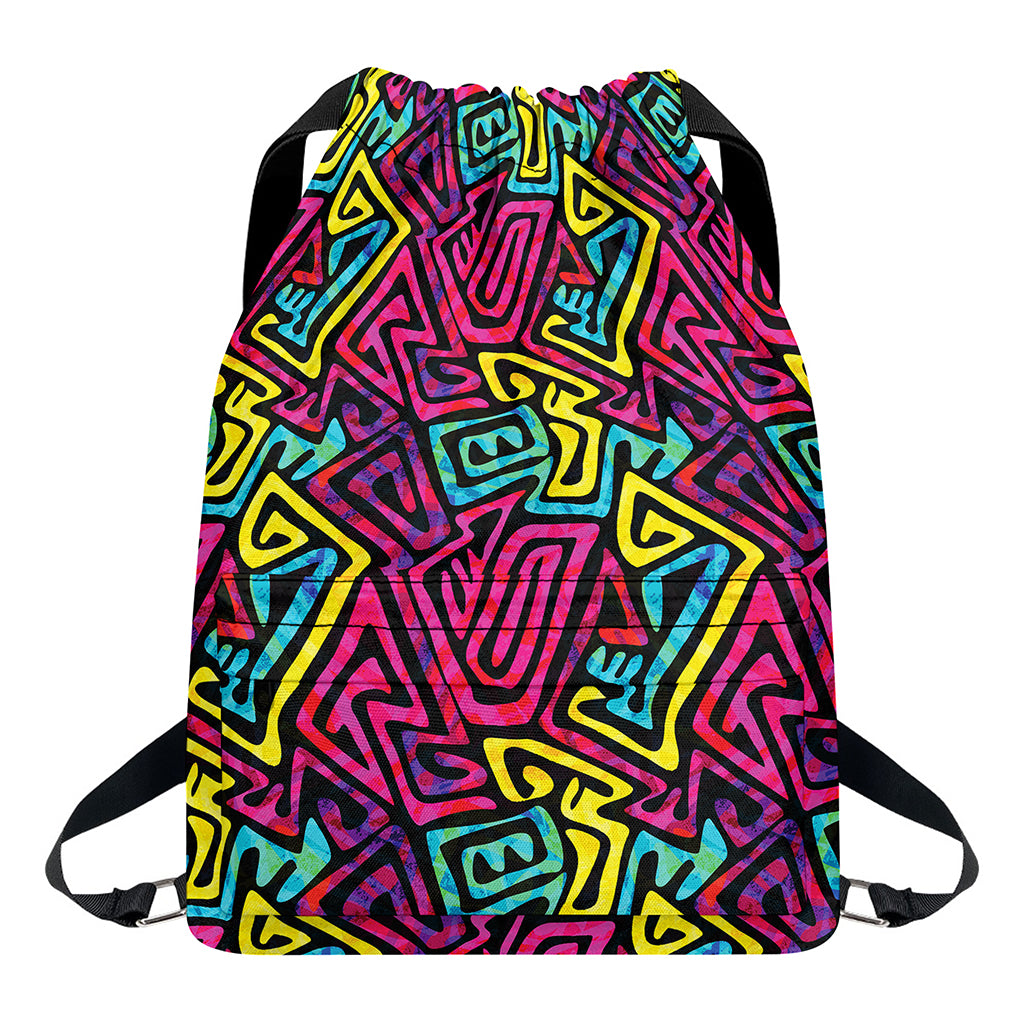 Psychedelic Funky Pattern Print Drawstring Backpack