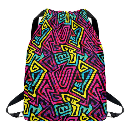 Psychedelic Funky Pattern Print Drawstring Backpack