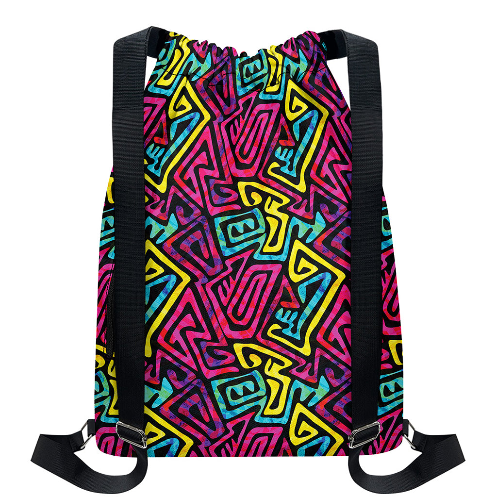 Psychedelic Funky Pattern Print Drawstring Backpack