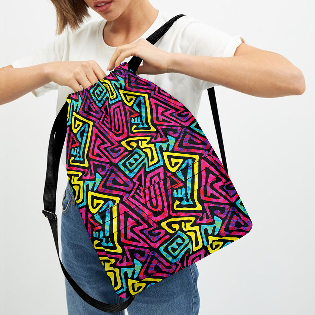 Psychedelic Funky Pattern Print Drawstring Backpack