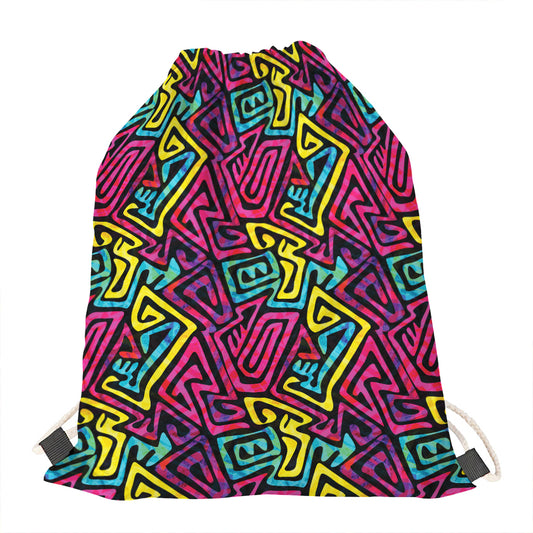 Psychedelic Funky Pattern Print Drawstring Bag