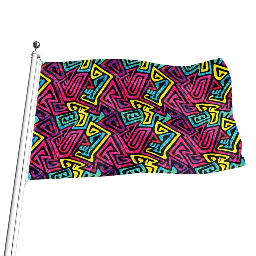 Psychedelic Funky Pattern Print Flag