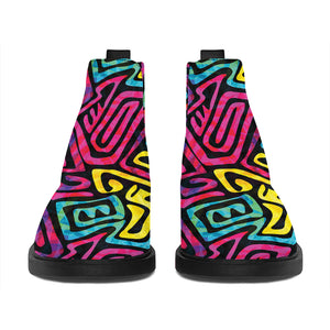 Psychedelic Funky Pattern Print Flat Ankle Boots