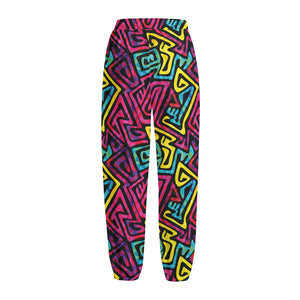 Psychedelic Funky Pattern Print Fleece Lined Knit Pants