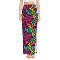 Psychedelic Funky Pattern Print High Slit Maxi Skirt