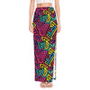 Psychedelic Funky Pattern Print High Slit Maxi Skirt