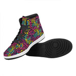 Psychedelic Funky Pattern Print High Top Leather Sneakers