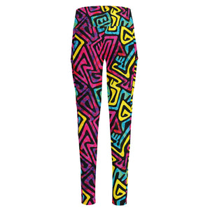 Psychedelic Funky Pattern Print High-Waisted Pocket Leggings