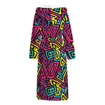 Psychedelic Funky Pattern Print Hooded Bathrobe