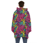 Psychedelic Funky Pattern Print Hoodie Blanket