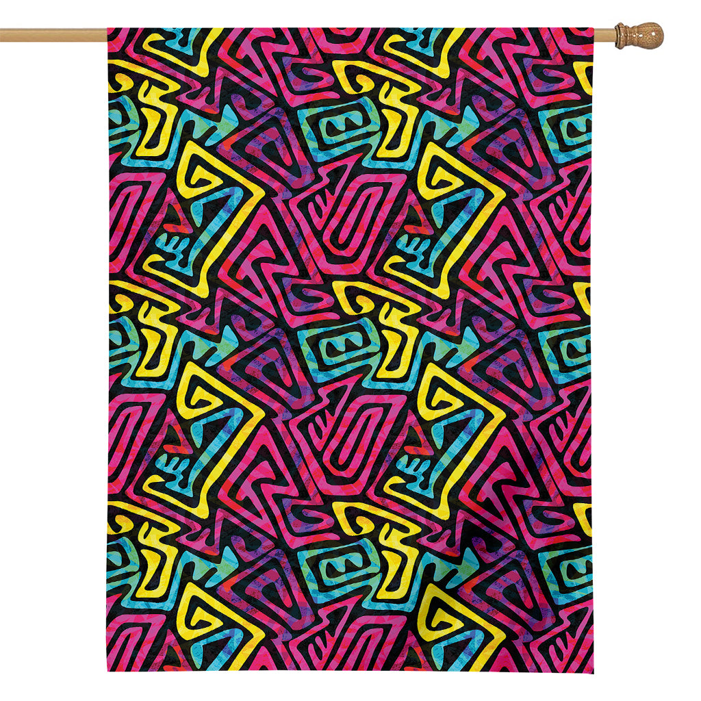 Psychedelic Funky Pattern Print House Flag