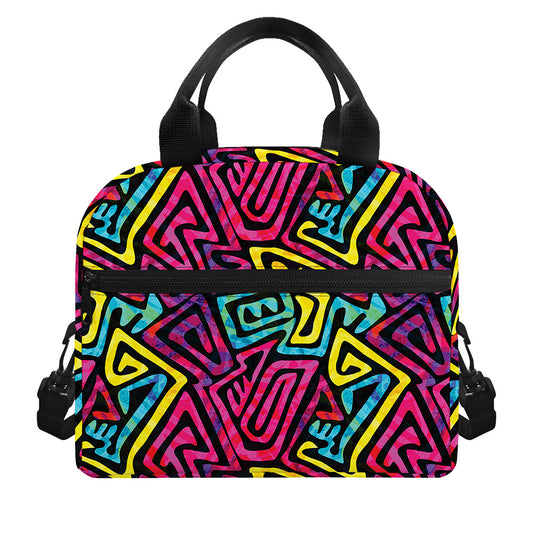 Psychedelic Funky Pattern Print Insulated Lunch Bag