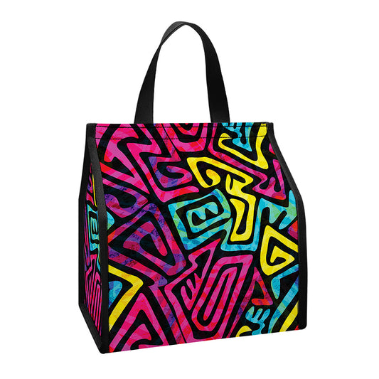 Psychedelic Funky Pattern Print Insulated Lunch Tote